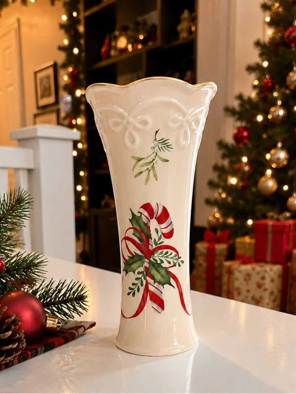 Lenox Christmas Candy Cane Bud Vase
